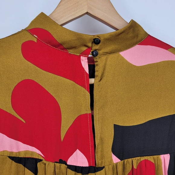 Corey Lynn Calter Anthropologie tiered maxi dress gianna medium bronze black red - Picture 7 of 10